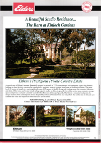 Document - Brochure, The Barn at Kinloch Gardens; Elders Real Estate sales material, 1998