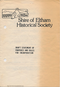 Folder, Eltham District Historical Society history