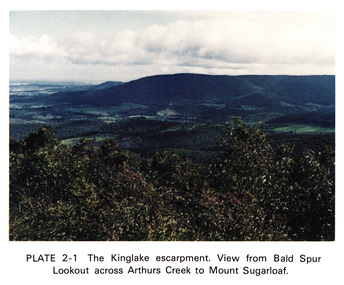 Work on paper (Sub-Item) - Photograph, The Kinglake escarpment. View from Bald Spur lookout across Arthurs Creek to Mount Sugarloaf, 1980