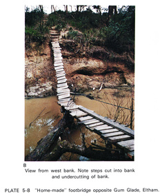Work on paper (Sub-Item) - Photograph, Home-made footbridge across Diamond Creek, opposite Gum Glade, Eltham