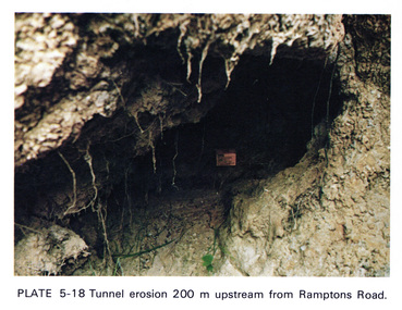 Work on paper (Sub-Item) - Photograph, Tunnel erosion 220 m upstream from Ramptons Road