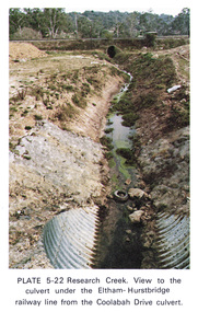 Work on paper (Sub-Item) - Photograph, Research Creek. View to the culvert under the Eltham-Hurstbridge railway line from the Coolabah Drive culvert