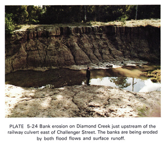 Work on paper (Sub-Item) - Photograph, Bank erosion on Diamond Creek just upstream of the railway culvert east of Challenger Street