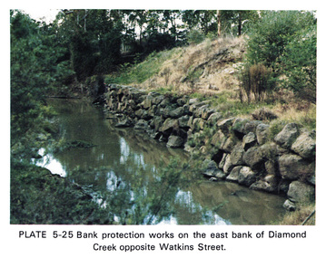 Work on paper (Sub-Item) - Photograph, Bank protection works on the east bank of Diamond Creek opposite Watkins Street