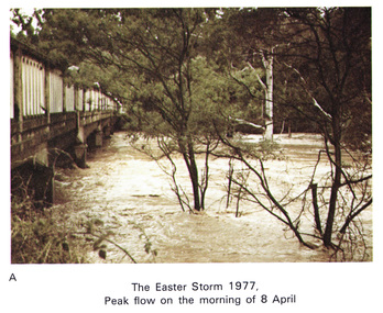 Work on paper (Sub-Item) - Photograph, Main Road Bridge, Eltham peak flow of flood 8 April, 1977