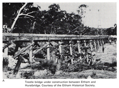 Work on paper (Sub-Item) - Photograph, Trestle bridge under construction between Eltham and Hurstbridge