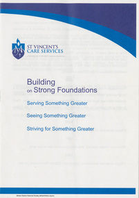 Work on paper - Booklet, St Vincent's Care Services, Building on strong foundations, 2015