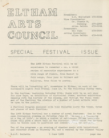 Document - Folder, Eltham Arts Festival, 1968