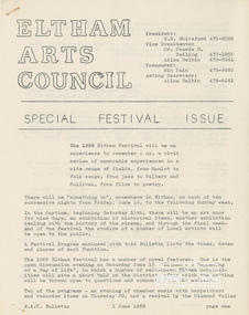 Document - Folder, Eltham Arts Festival, 1968