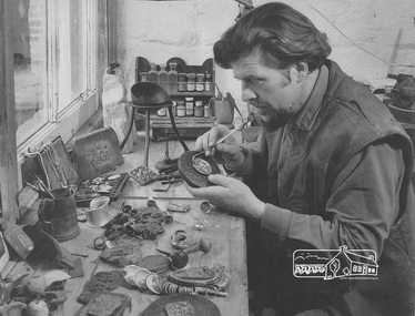 Print - Photograph, Matcham Skipper working at his Montsalvat workshop, ca 1970
