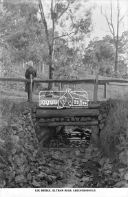 Photograph, The Rose Stereograph Company, Log Bridge, Eltham Road. Greensborough, c.1920
