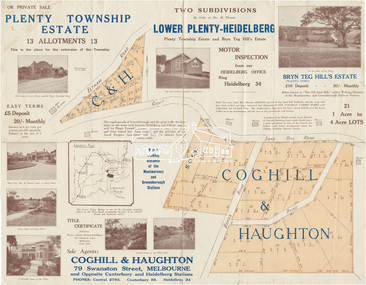 Map (item) - Sales Brochure, Plenty Township Estate and Bryn Teg Hill's Estate, Coghill & Haughton, Melbourne, c.1924