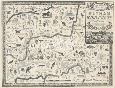 Map, George W. Bell, A Visitor's Guide Map; ELTHAM, WARRANDYTE and Environs, c.1969