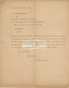 Document, Conveyance of Lot 20 Henry Street, Little Eltham North to Trustees of Wesleyan Chapel, 1856