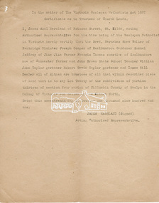 Document, Certificate as to Trustees of Wesleyan Church land, Lot 20 Henry Street, Little Eltham North, 7 Oct 1901