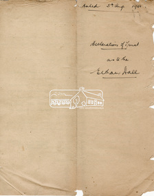 Document, Declaration of Trust as to The Eltham Hall, Lot 20 Henry Street, Eltham, 5 Aug 1922