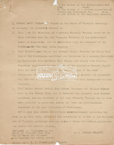 Document, Declaration of Trustees, Eltham Public Hall, Lot 20 Henry Street, Eltham, 18 Mar 1927