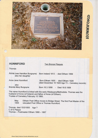 Document - Folder, Hunniford, 2009-2010