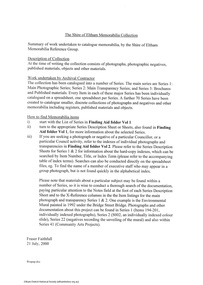 Document - Series Listing, Fraser Faithfull et al, The Shire of Eltham Memorabilia Collection, 2000