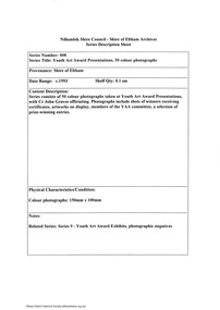 Document - Series Listing, Fraser Faithfull et al, Series 08: Youth Art Award Presentations, 50 colour photographs, 2000