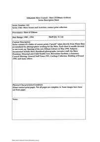 Document - Series Listing, Fraser Faithfull et al, Series 32: Shire Scenes and Activities, contact print collection, 2000