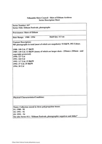 Document - Series Listing, Fraser Faithfull et al, Series 37: Eltham Festivals, photographs, 2000