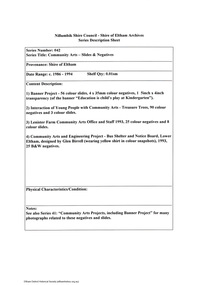 Document - Series Listing, Fraser Faithfull et al, Series 42: Community Arts - Slides & Negatives, 2000