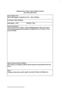 Document - Series Listing, Fraser Faithfull et al, Series 43: Register of Significant Trees - Shire of Eltham, 2000