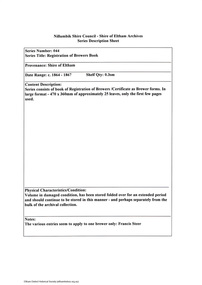 Document - Series Listing, Fraser Faithfull et al, Series 44: Registration of Brewers Book, 2000