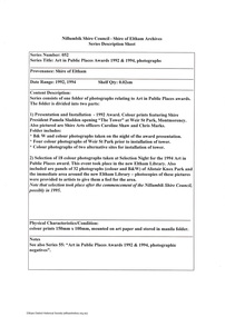Document - Series Listing, Fraser Faithfull et al, Series 52: Ari in Public Places Awards 1992 & 1994, photographs, 2000