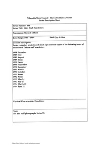 Document - Series Listing, Fraser Faithfull et al, Series 53: Shire Staff Newsletters, 2000