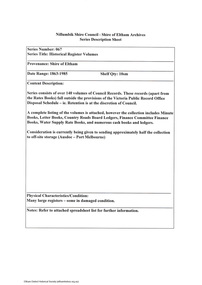 Document - Series Listing, Fraser Faithfull et al, Series 67: Historical Register Volumes, 2000