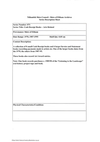 Document - Series Listing, Fraser Faithfull et al, Series 71: Cash Receipt Books - Arts Related, 2000