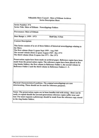 Document - Series Listing, Fraser Faithfull et al, Series 74: Shire of Eltham - Newsclippings Folders, 2000