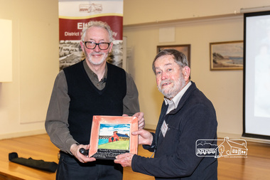 Photograph, Presentation to Russell Yeoman in recognition of 50 year’s service as Secretary of EDHS, 14 Aug 2019