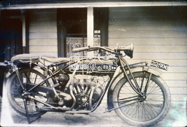 Slide, Indian Scout Motorbike owned by D. Wraight of Kangaroo Ground, c.1920