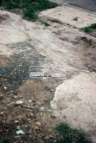 Photograph, Foothpath and kerb damage, Bainbridge Drive, Eltham, 3 Sep 1981