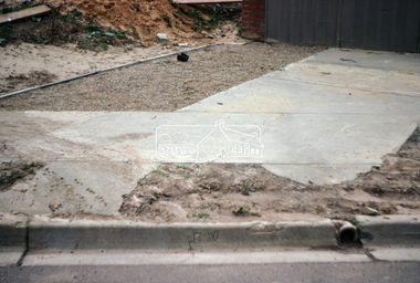 Photograph, Foothpath and kerb damage, Bainbridge Drive, Eltham, 3 Sep 1981