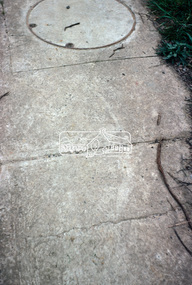 Photograph, Foothpath and kerb damage, Bainbridge Drive, Eltham, 3 Sep 1981