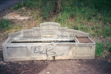 Slide - Photograph, Annis and George Bills Horse trough, Main Road, Research, c.1993