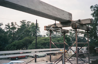 Negative - Photograph, Construction work, Main Street Bridge, Greensborough, c.Dec. 1983