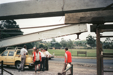 Negative - Photograph, Construction work, Main Street Bridge, Greensborough, c.Dec. 1983
