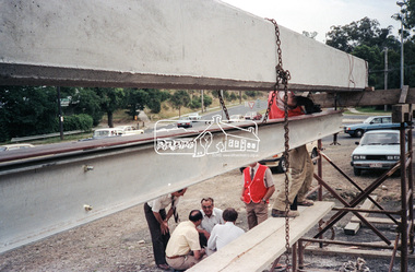 Negative - Photograph, Construction work, Main Street Bridge, Greensborough, c.Dec. 1983