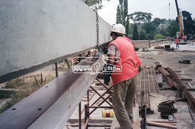 Negative - Photograph, Construction work, Main Street Bridge, Greensborough, c.Dec. 1983