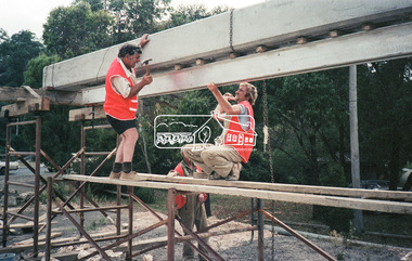 Negative - Photograph, Construction work, Main Street Bridge, Greensborough, c.Dec. 1983