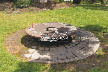 Slide - Photograph, Monument with time capsule, Eltham Community Centre, Main Road, Eltham, c.1997