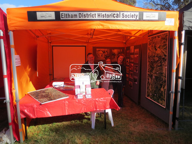 Photograph, Jim Connor, Eltham District Historical Society display, Eltham Festival, Alistair Knox Park, 10 Nov 2013