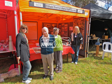 Photograph, Jim Connor, Eltham District Historical Society display, Eltham Festival, Alistair Knox Park, 10 Nov 2013