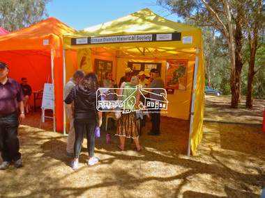 Photograph, Jim Connor, Eltham District Historical Society display, Eltham Festival, Alistair Knox Park, 9 Nov 2014