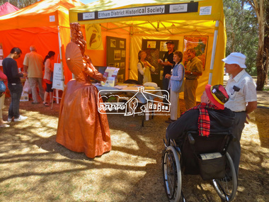 Photograph, Jim Connor, Eltham District Historical Society display, Eltham Festival, Alistair Knox Park, 9 Nov 2014